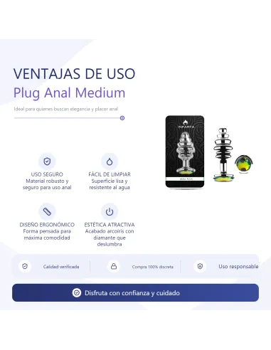 Anal plug luna metal medium rainbow | Infarta toys | Plugs