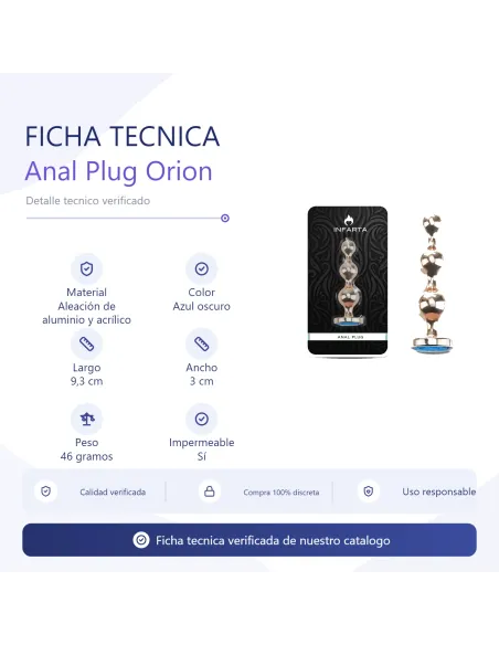 Anal plug orion metal small blue dark | Infarta toys | Plugs