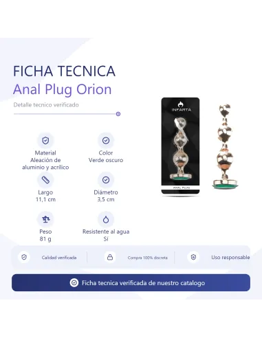 Anal plug orion metal medium dark green | Infarta toys | Plugs