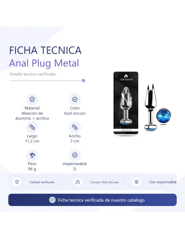 Anal plug titan metal small blue dark | Infarta toys | Plugs