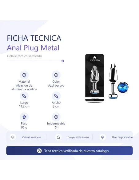 Anal plug titan metal small blue dark | Infarta toys | Plugs