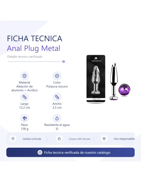 Anal plug titan metal medium dark purple | Infarta toys | Plugs