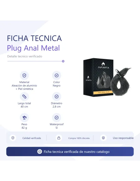 Anal plug tail metal small black | Infarta toys | Plugs
