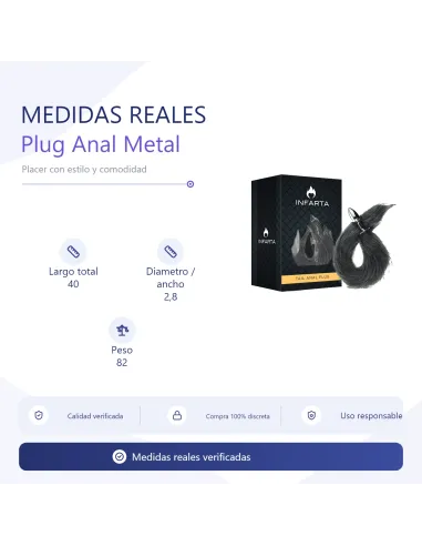 Anal plug tail metal small black | Infarta toys | Plugs
