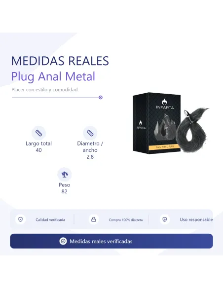 Anal plug tail metal small black | Infarta toys | Plugs