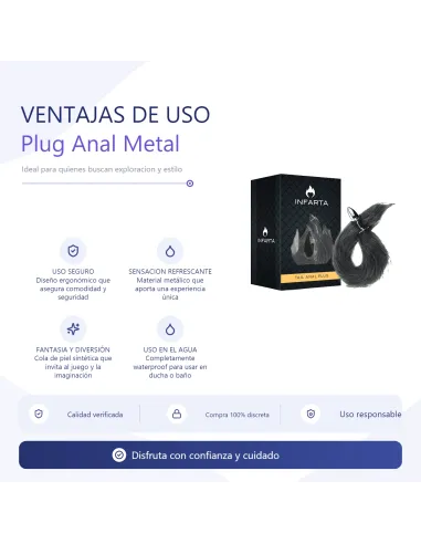Anal plug tail metal small black | Infarta toys | Plugs