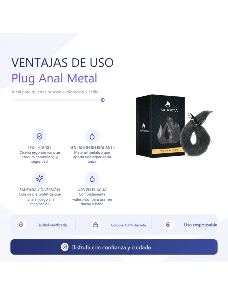 Anal plug tail metal small black | Infarta toys | Plugs