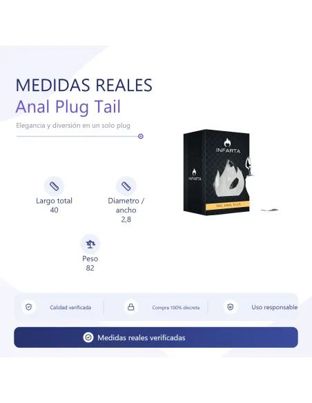Anal plug tail metal small white | Infarta toys | Plugs