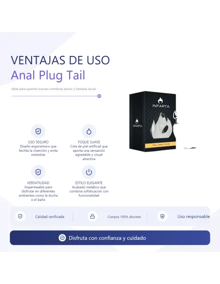 Anal plug tail metal small white | Infarta toys | Plugs