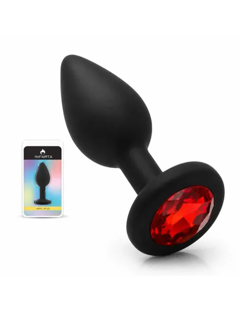 Anal plug gemmo silicone small black plug - red diamond | Infarta toys | Plugs