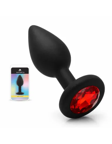 Anal plug gemmo silicone small black plug - red diamond | Infarta toys | Plugs