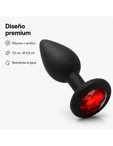 Anal plug gemmo silicone small black plug - red diamond | Infarta toys | Plugs