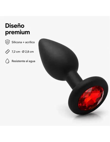 Anal plug gemmo silicone small black plug - red diamond | Infarta toys | Plugs