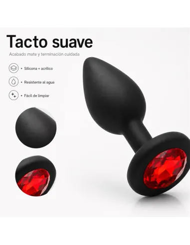 Anal plug gemmo silicone small black plug - red diamond | Infarta toys | Plugs