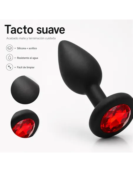 Anal plug gemmo silicone small black plug - red diamond | Infarta toys | Plugs