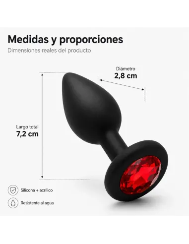 Anal plug gemmo silicone small black plug - red diamond | Infarta toys | Plugs