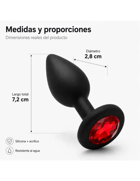 Anal plug gemmo silicone small black plug - red diamond | Infarta toys | Plugs