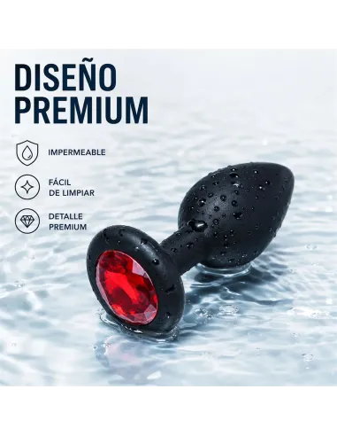 Anal plug gemmo silicone small black plug - red diamond | Infarta toys | Plugs