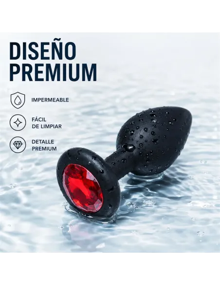 Anal plug gemmo silicone small black plug - red diamond | Infarta toys | Plugs