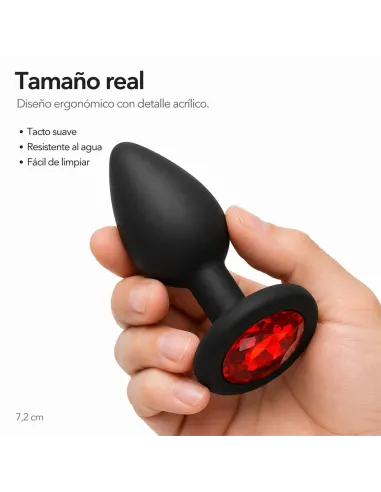 Anal plug gemmo silicone small black plug - red diamond | Infarta toys | Plugs