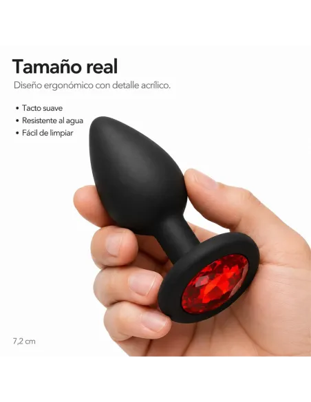 Anal plug gemmo silicone small black plug - red diamond | Infarta toys | Plugs