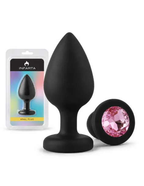 Anal plug gemmo silicone medium black plug - pink diamond | Infarta toys | Plugs