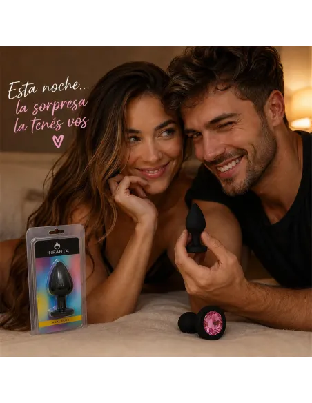 Anal plug gemmo silicone medium black plug - pink diamond | Infarta toys | Plugs