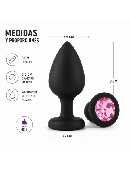 Anal plug gemmo silicone medium black plug - pink diamond | Infarta toys | Plugs