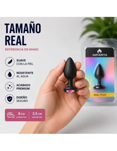 Anal plug gemmo silicone medium black plug - pink diamond | Infarta toys | Plugs