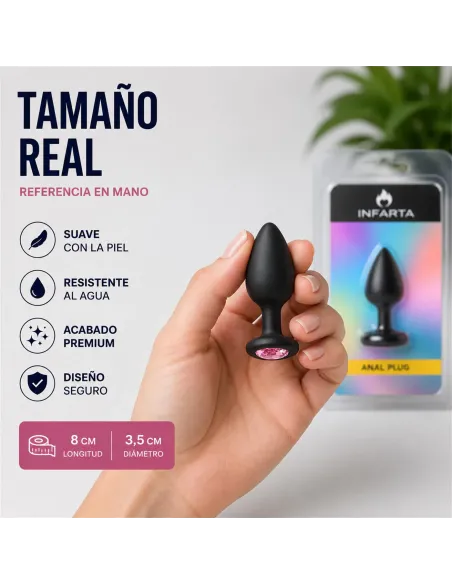 Anal plug gemmo silicone medium black plug - pink diamond | Infarta toys | Plugs