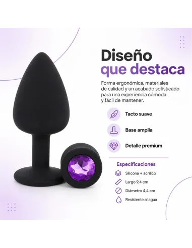Anal plug gemmo silicone large black plug - purple diamond | Infarta toys | Plugs
