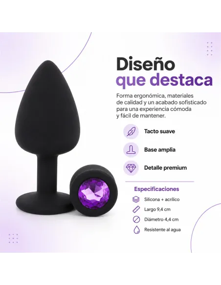 Anal plug gemmo silicone large black plug - purple diamond | Infarta toys | Plugs