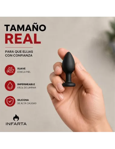 Anal plug heart love silicone small black plug - red diamond | Infarta toys | Plugs