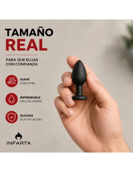 Anal plug heart love silicone small black plug - red diamond | Infarta toys | Plugs