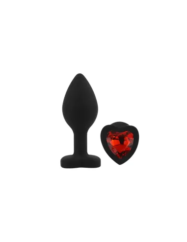 Anal plug heart love silicone small black plug - red diamond | Infarta toys | Plugs