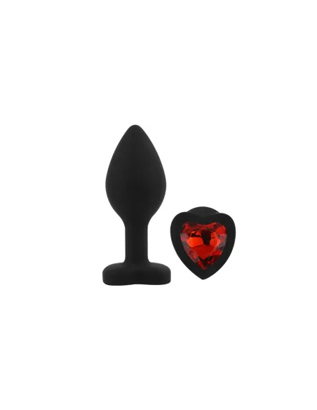 Anal plug heart love silicone small black plug - red diamond | Infarta toys | Plugs