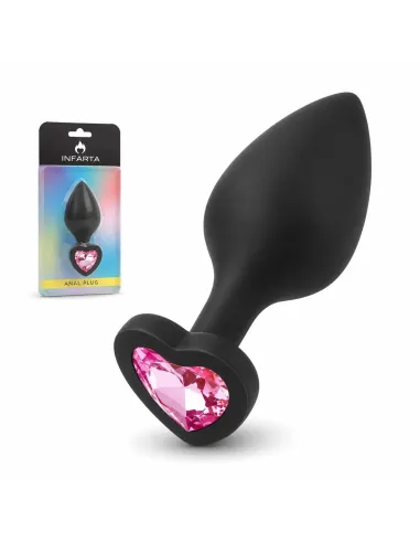 Anal plug heart love silicone medium black plug - pink diamond | Infarta toys | Plugs