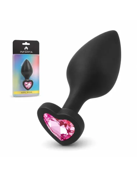 Anal plug heart love silicone medium black plug - pink diamond | Infarta toys | Plugs