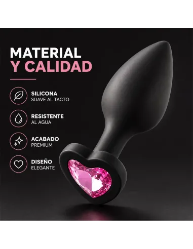 Anal plug heart love silicone medium black plug - pink diamond | Infarta toys | Plugs