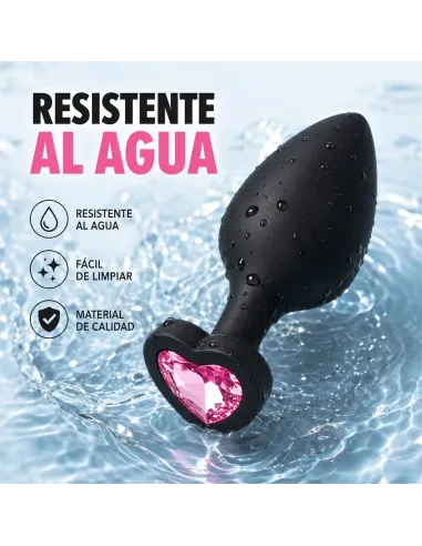 Anal plug heart love silicone medium black plug - pink diamond | Infarta toys | Plugs