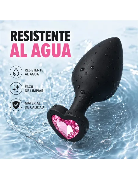 Anal plug heart love silicone medium black plug - pink diamond | Infarta toys | Plugs