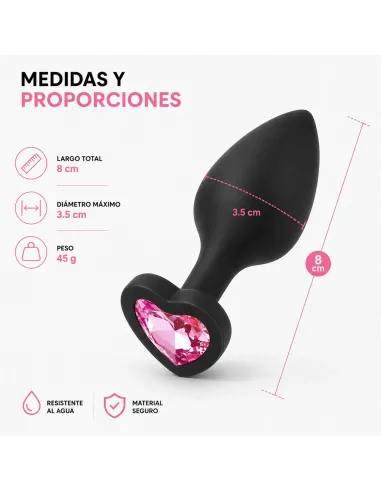 Anal plug heart love silicone medium black plug - pink diamond | Infarta toys | Plugs