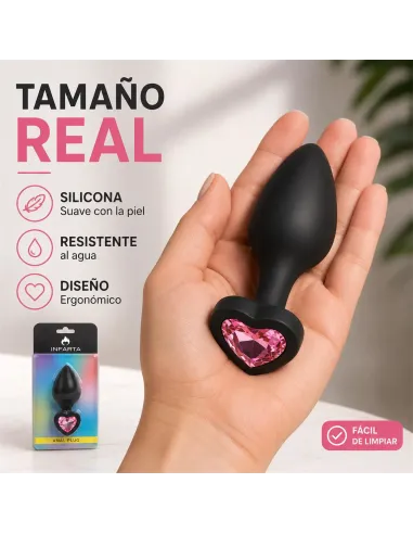 Anal plug heart love silicone medium black plug - pink diamond | Infarta toys | Plugs