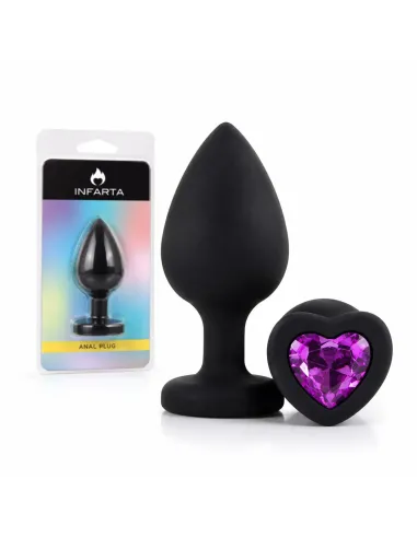 Anal plug heart love silicone large black plug - purple diamond | Infarta toys | Plugs
