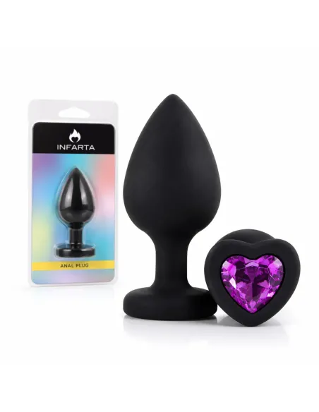 Anal plug heart love silicone large black plug - purple diamond | Infarta toys | Plugs