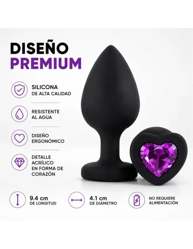 Anal plug heart love silicone large black plug - purple diamond | Infarta toys | Plugs