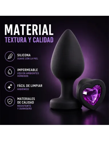 Anal plug heart love silicone large black plug - purple diamond | Infarta toys | Plugs