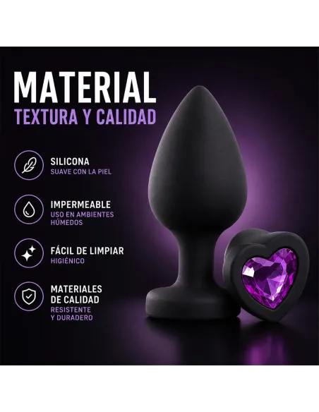 Anal plug heart love silicone large black plug - purple diamond | Infarta toys | Plugs