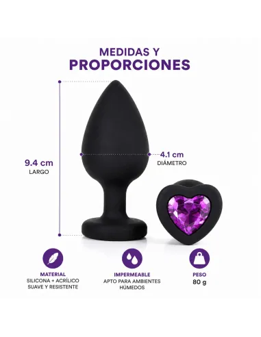 Anal plug heart love silicone large black plug - purple diamond | Infarta toys | Plugs