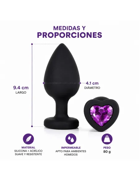 Anal plug heart love silicone large black plug - purple diamond | Infarta toys | Plugs